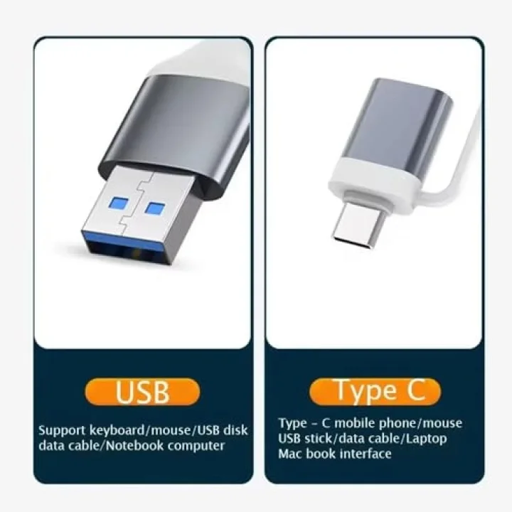 4 Port USB Çoklayıcı ve Type-C Adaptör – 2 in 1 Multi USB 3.0 Hub, MacBook Pro/Air ve Type-C Cihazlar ile Uyumlu, OTG Destekli USB Dönüştürücü