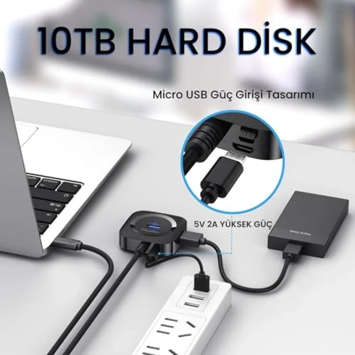 4 Portlu USB 2.0 Çoklayıcı Hub Siyah
