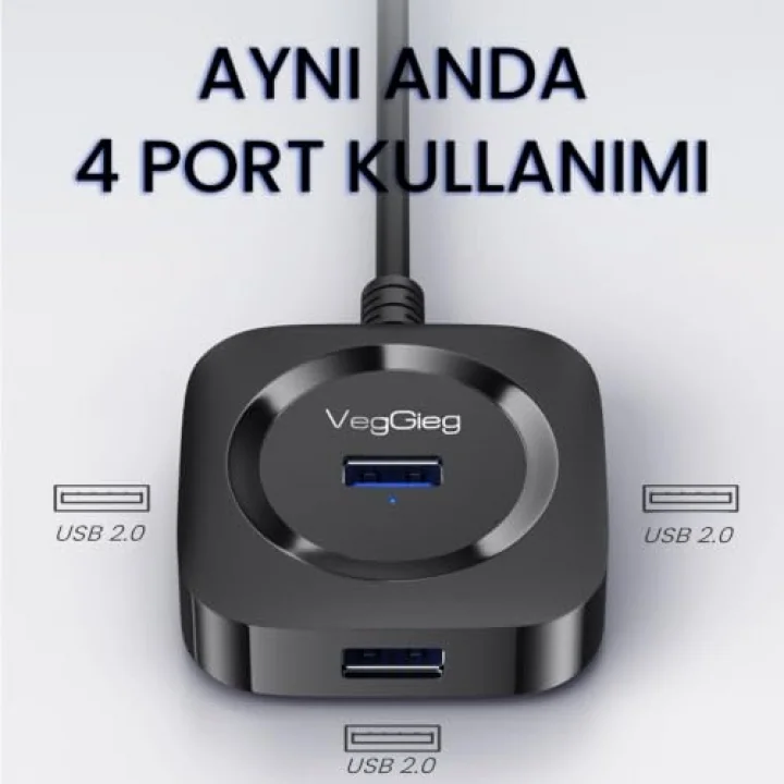 4 Portlu USB 2.0 Çoklayıcı Hub Siyah