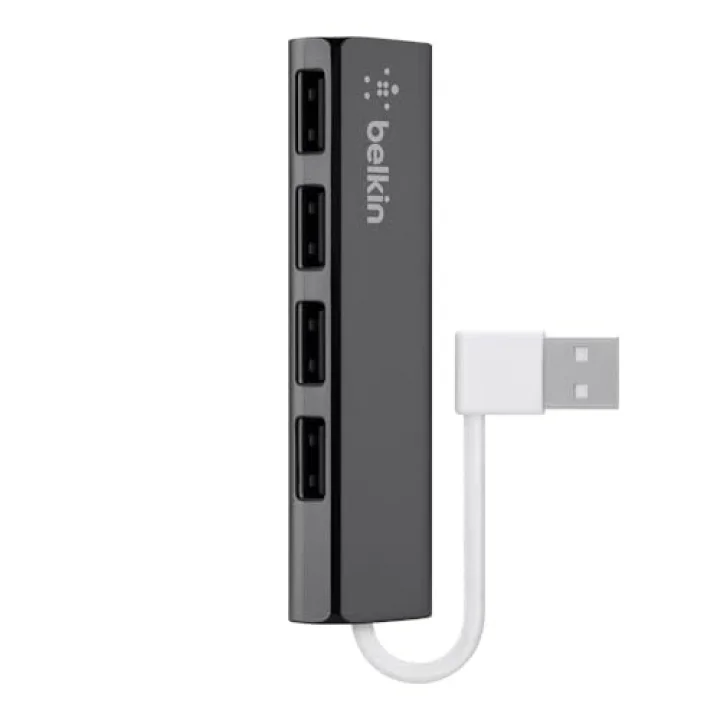 4 USB-A Girişli HUB, USB 2.0, Ultra Slim, Siyah