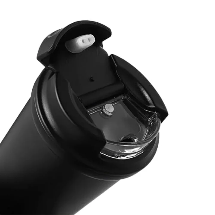 4 Work Flip Open Coffee Mug Çelik Termos 400 ML Black ST-250