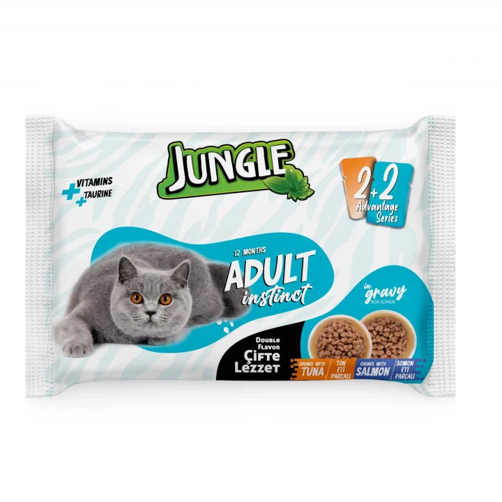 4 x 100 Gr Çift Lezzet Pouch Yetişkin Kedi Ton - Somonlu