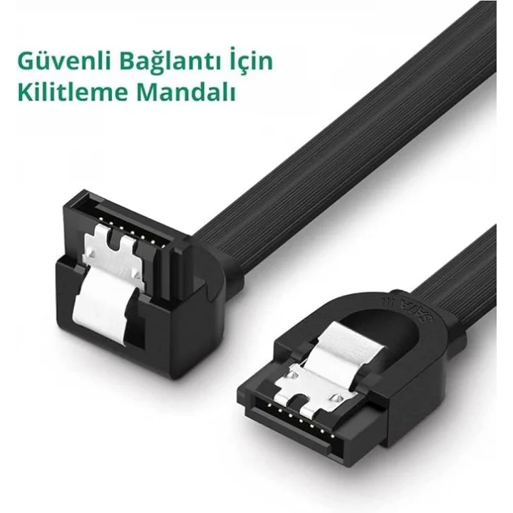 40 cm Sata Data Kablo - 90 Derece - Metal Klip