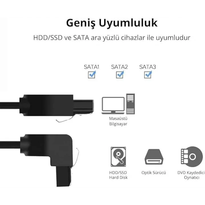 40 cm Sata Data Kablo - 90 Derece - Metal Klip