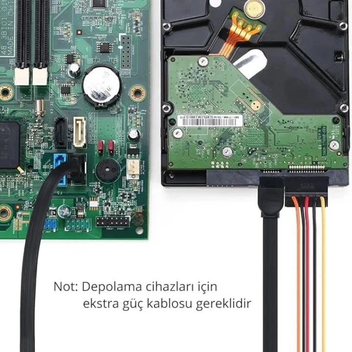 40 cm Sata Data Kablo - 90 Derece - Metal Klip