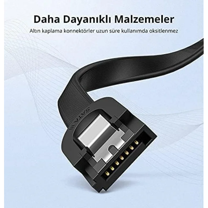 40 cm Sata Data Kablo - 90 Derece - Metal Klip