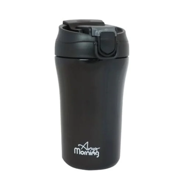 400 ml Paslanmaz Çelik Termos Mug, Çift İşlevli Sızdırmaz kapaklı, Siyah SI232021
