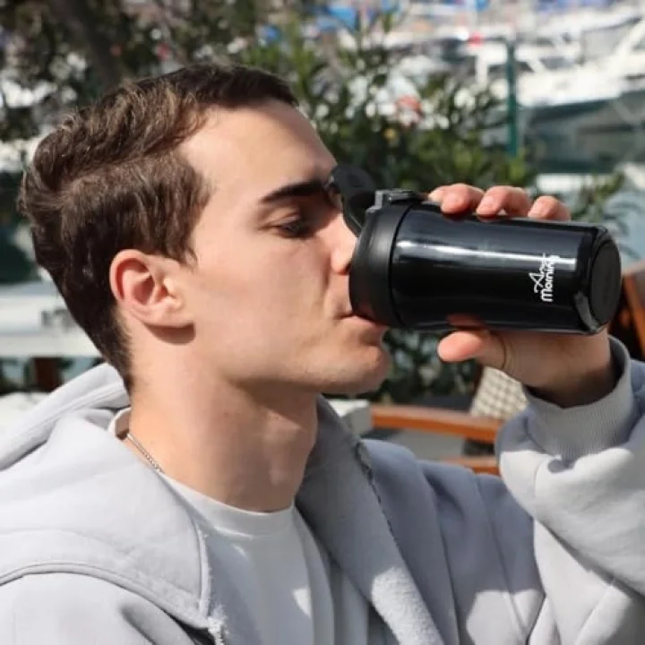 400 ml Paslanmaz Çelik Termos Mug, Çift İşlevli Sızdırmaz kapaklı, Siyah SI232021