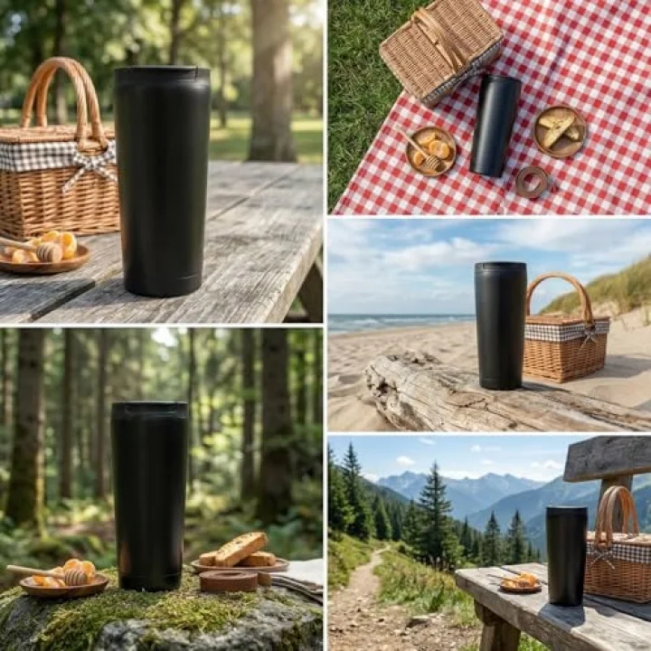 400 ml Siyah Termos Kupa - Çift Katmanlı Paslanmaz Çelik Seyahat Bardağı (Travel Mug) - 4-6 Saat Sıcak/Soğuk Tutan Kilitli Kapaklı Kahve Termosu (BPA Free)