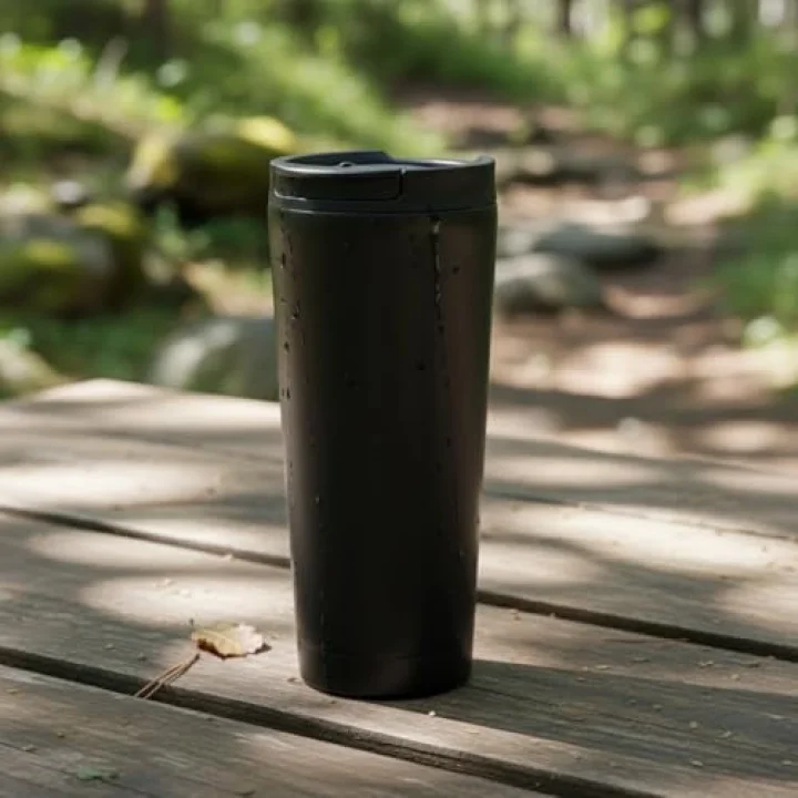 400 ml Siyah Termos Kupa - Çift Katmanlı Paslanmaz Çelik Seyahat Bardağı (Travel Mug) - 4-6 Saat Sıcak/Soğuk Tutan Kilitli Kapaklı Kahve Termosu (BPA Free)