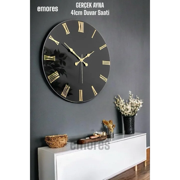 41 Cm Gerçek Ayna Pleksi Rakam Dekoratif Duvar Saati