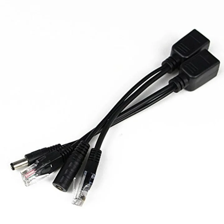 4252 Ip Kamera Kablosu Poe Set Ethernet Adaptör Güç Power Kablosu, Siyah