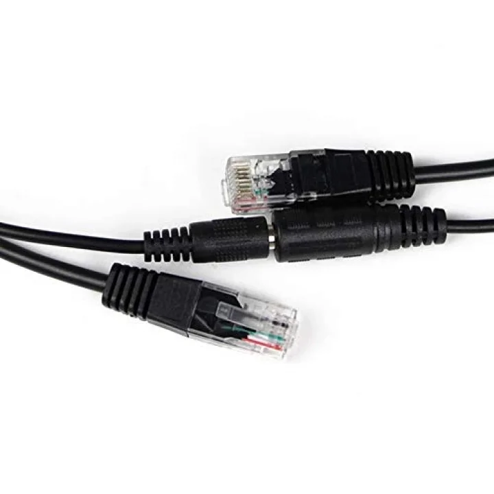 4252 Ip Kamera Kablosu Poe Set Ethernet Adaptör Güç Power Kablosu, Siyah