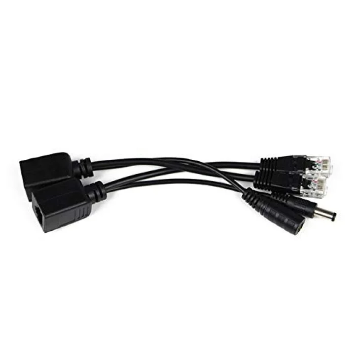 4252 Ip Kamera Kablosu Poe Set Ethernet Adaptör Güç Power Kablosu, Siyah