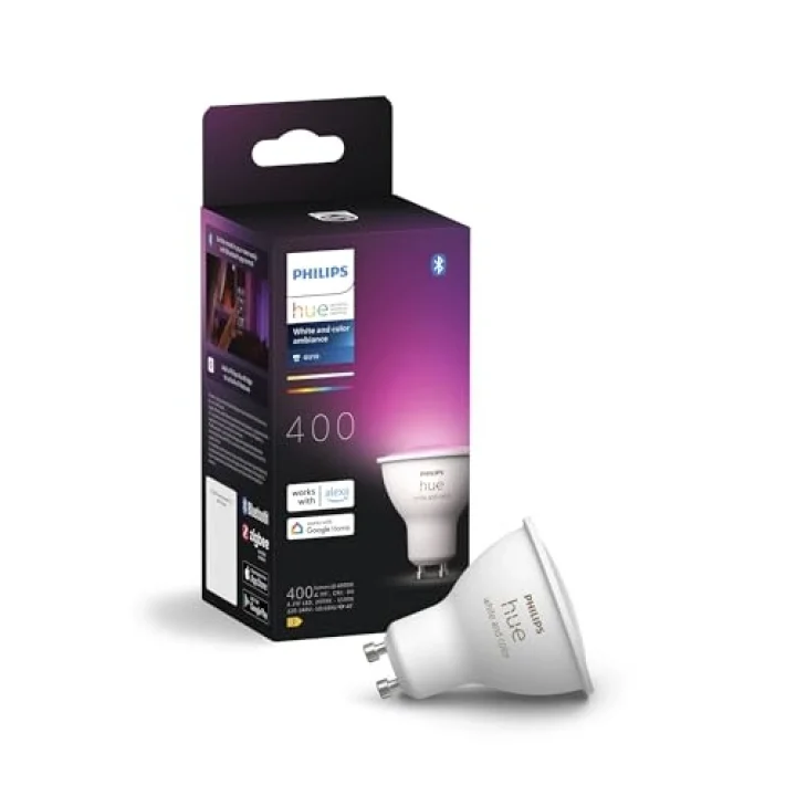 4.2W Renkli Akıllı Spot Ampul GU10 Bluetooth uyumlu, Alexa, Apple Home ve Google Assistant ile sesli kontrol - 25.000 Saat Ampul Kullanım Ömrü