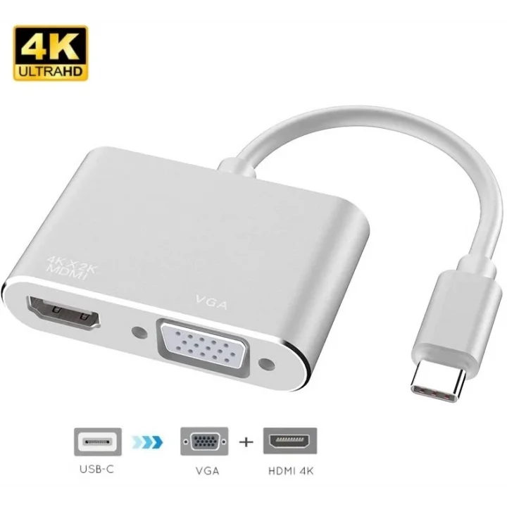 4366 USB Type-C To HDMI VGA 3.1 4K Çevirici Dönüştürücü Adaptör