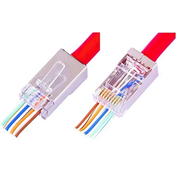 4388 Yeni Nesil Delikli Metal Rj45 Jack İnternet Cat Kablo Ucu, 10 Adet