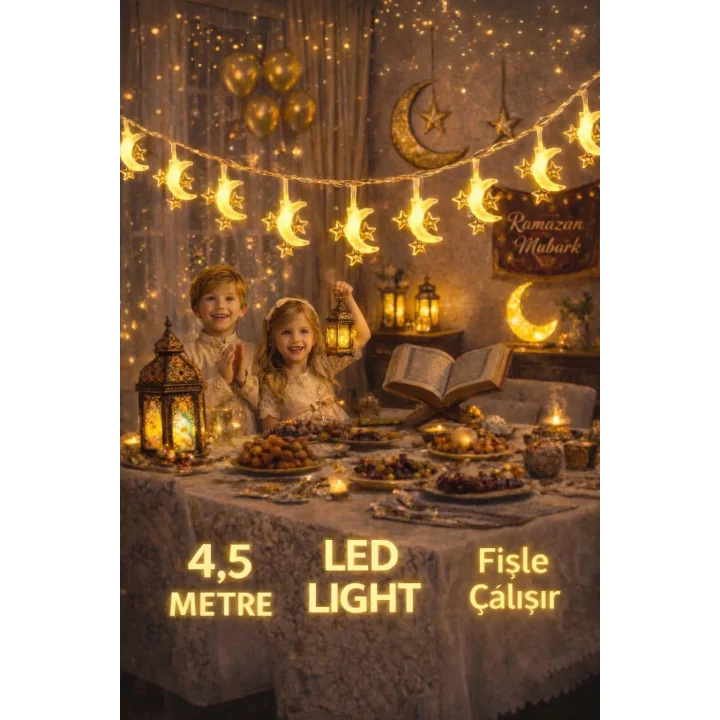 4,5 metre 3 yıldız 1 Pilli led ışık, Şerit led SARI Işıklar Peri Işıkları Aydınlatmalı Şerit Led led ışık şerit Led Işık 3 Yıldız 1 Ay