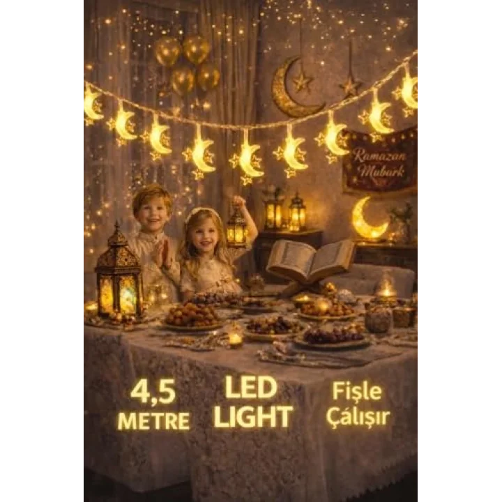 4,5 metre 3 yıldız 1 Pilli led ışık, Şerit led SARI Işıklar Peri Işıkları Aydınlatmalı Şerit Led led ışık şerit Led Işık 3 Yıldız 1 Ay