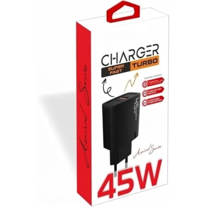 45 watt USB + Type-C PD Hızlı Şarj Başlık Adaptör Fast Turbo Qualcomm 3.0 (Yerli Üretim) (45w Çift Giriş)