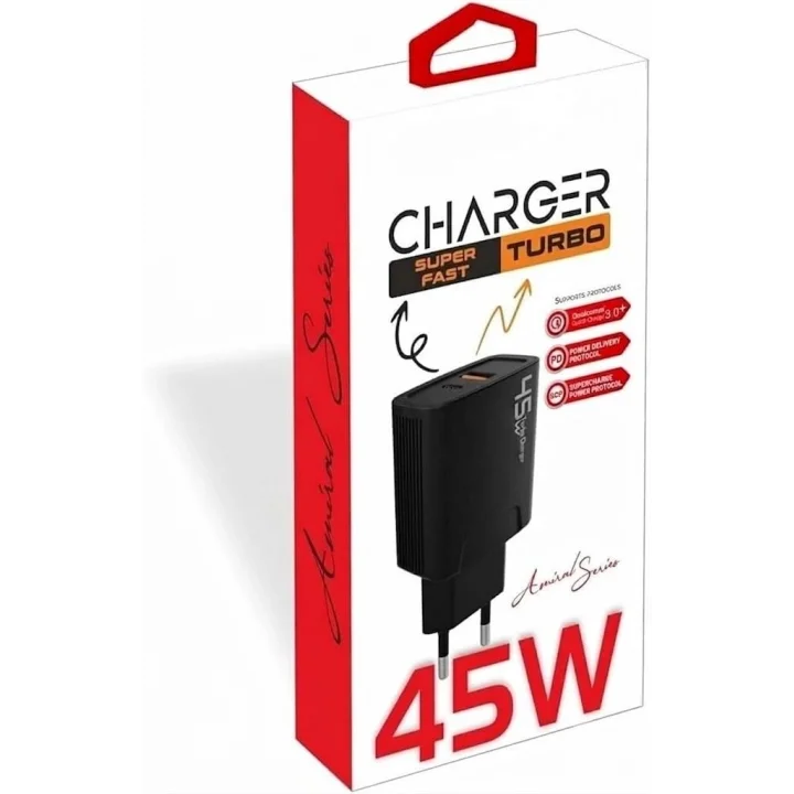 45 watt USB + Type-C PD Hızlı Şarj Başlık Adaptör Fast Turbo Qualcomm 3.0 (Yerli Üretim) (45w Çift Giriş)