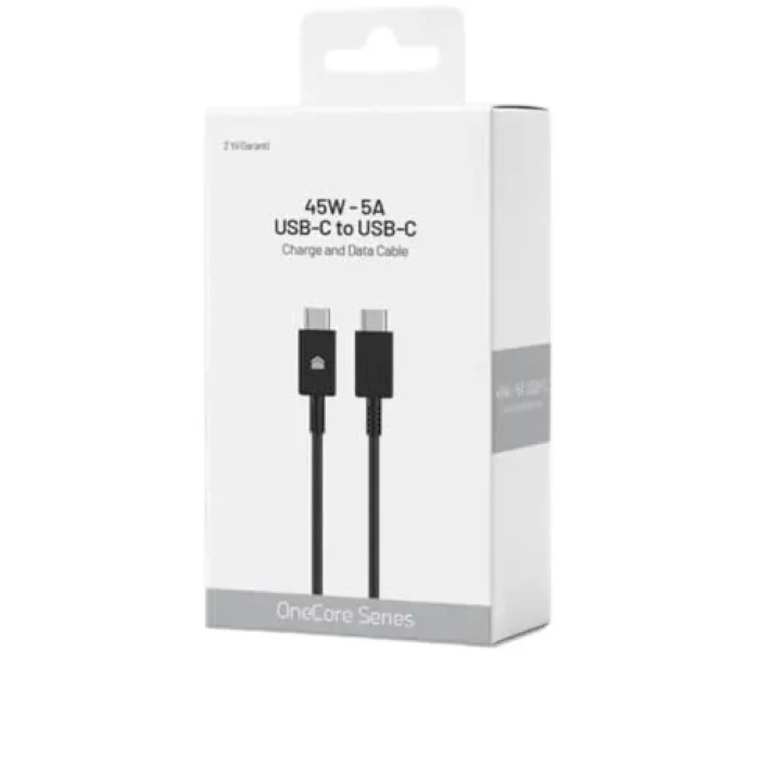 45W-5A USB-C to USB-C Hızlı Şarj ve Data Kablosu 1m Siyah