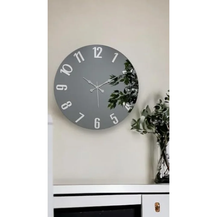 46 cm Gerçek Ayna Pleksi Rakam Dekoratif Duvar Saati