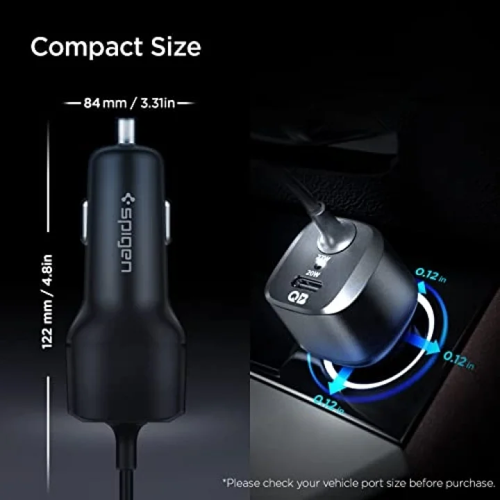 47W USB-C 2 Port Araç içi Hızlı Şarj Aleti + Lightning Şarj Kablosu Güç Adaptörü Çakmaklık iPhone & iPad Type-C - ACP04205 ( TR Garantili)