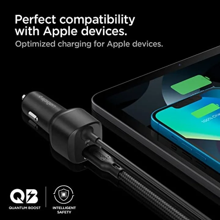 47W USB-C 2 Port Araç içi Hızlı Şarj Aleti + Lightning Şarj Kablosu Güç Adaptörü Çakmaklık iPhone & iPad Type-C - ACP04205 ( TR Garantili)
