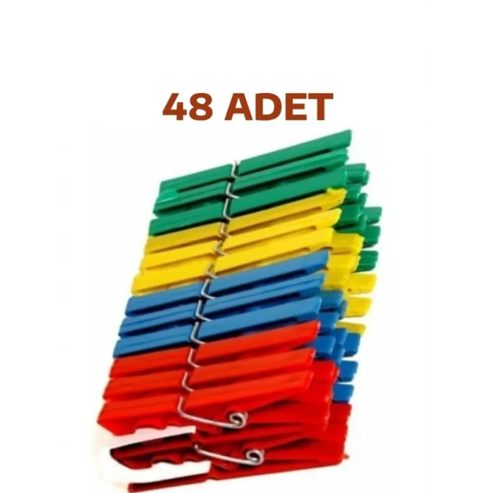 48 Adet Mandal Klasik Çamaşır Mandalı Plastik