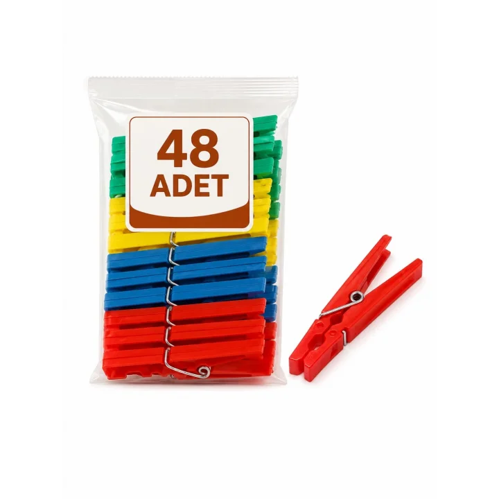 48 Adet Mandal Klasik Çamaşır Mandalı Plastik