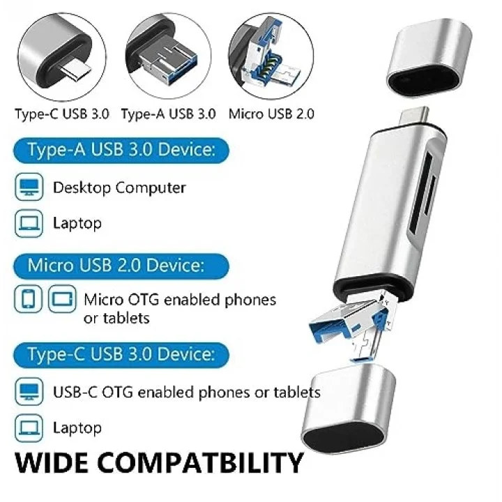 4858 Type C Usb Kart Okuyucu Micro Sd Card Reader Çevirici Dönüştürücü Adaptör
