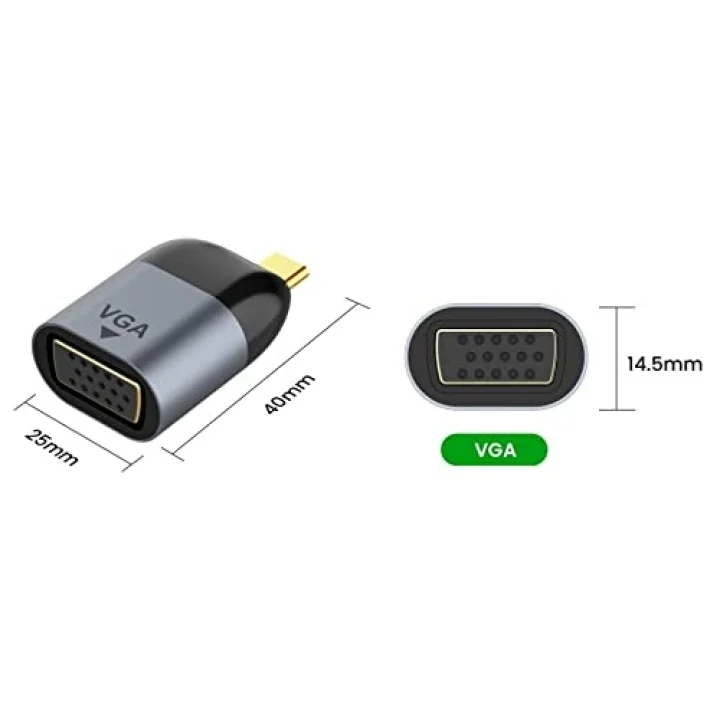 4893 Type-C To VGA Kablo Ucu Mini Çevirici Dönüştürücü Adaptör