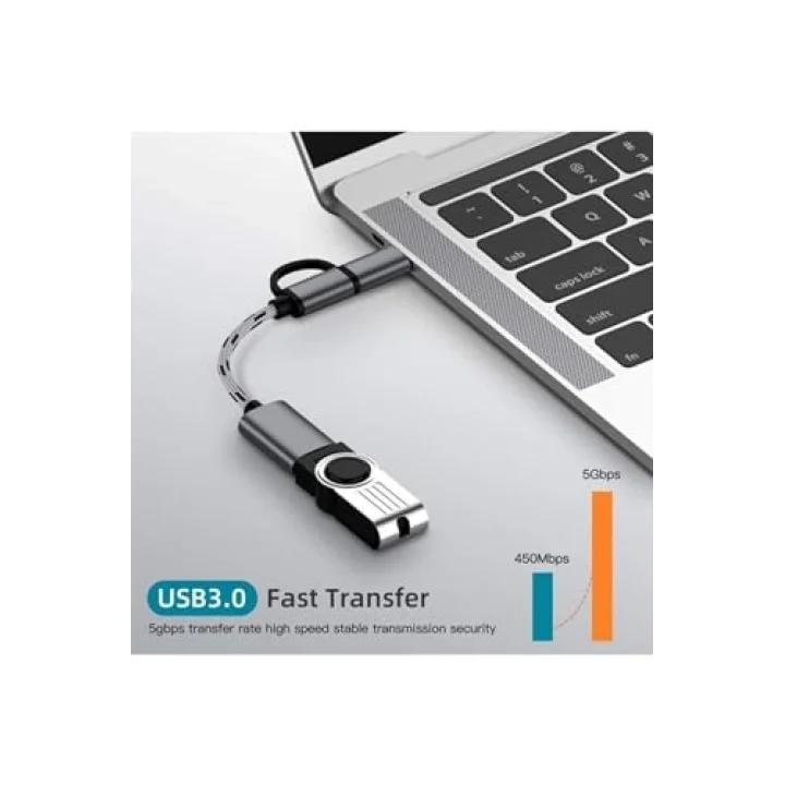 4901 USB 3.0 OTG To Type-C Micro USB Data Şarj Çevirici Dönüştürücü Adaptör