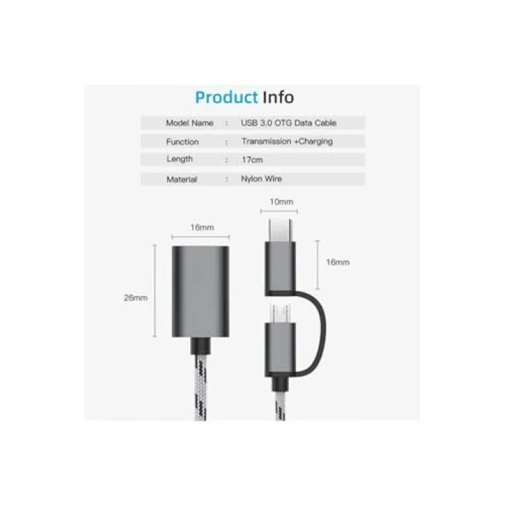 4901 USB 3.0 OTG To Type-C Micro USB Data Şarj Çevirici Dönüştürücü Adaptör