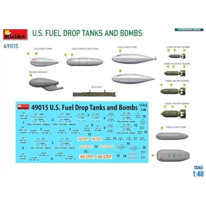 49015 1:48 ABD Yakıt Atılan Tank ve Bombaları