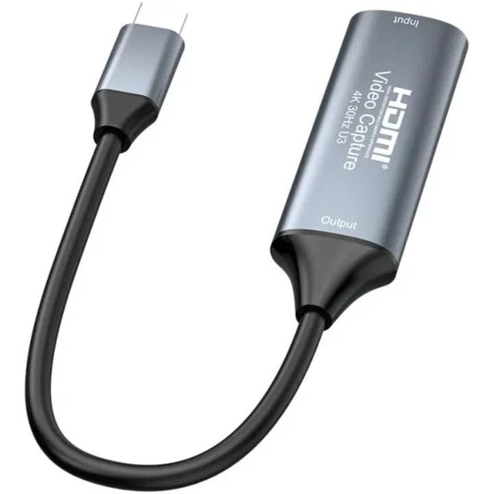 4K USB C 2.0 Type-C Video Capture Görüntü Yakalama Adaptörü Usb 4K 30Hz Akış Öğretim Video Konferans veya Canlı Yayın için Oyun Yakalama Kartı (HDMI aktarma için Kullanılmaz)