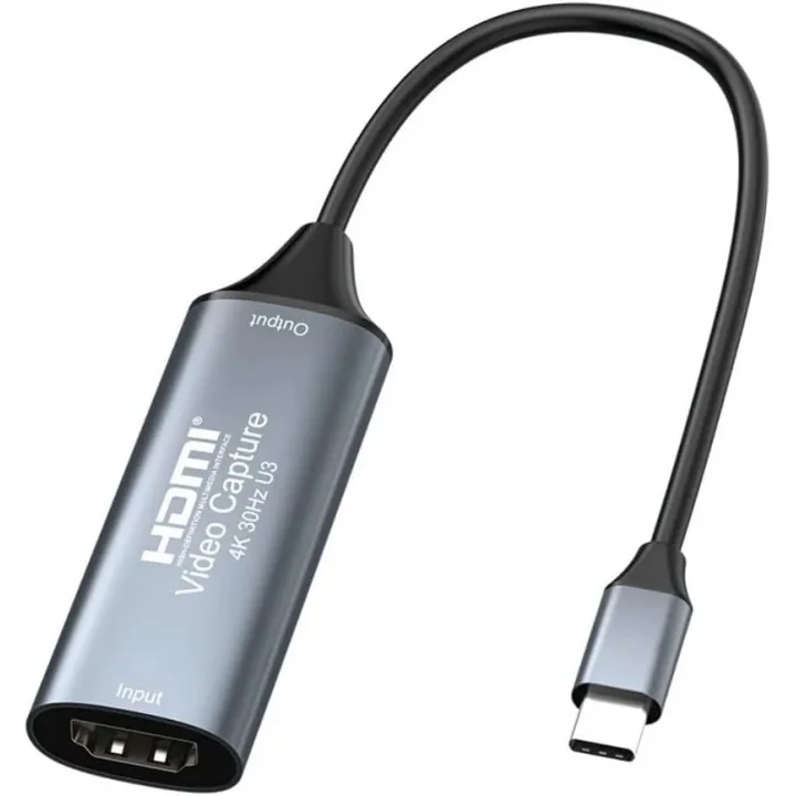 4K USB C 2.0 Type-C Video Capture Görüntü Yakalama Adaptörü Usb 4K 30Hz Akış Öğretim Video Konferans veya Canlı Yayın için Oyun Yakalama Kartı (HDMI aktarma için Kullanılmaz)