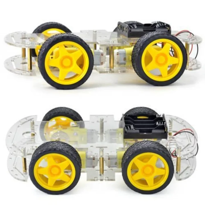 4WD Robot Araba Platformu - Çift Katlı Pleksi Şase Kiti