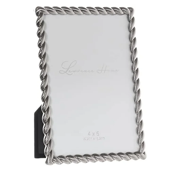 4x6 Fırçalanmış Nikel Metal Resim Çerçevesi Halat Tasarımlı