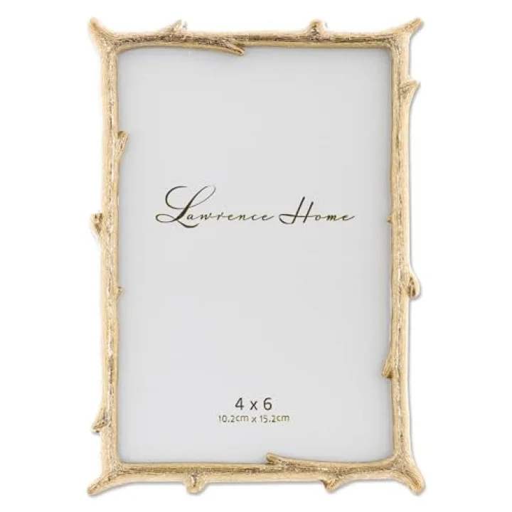 4x6 Gold Metal Picture Frame with Natural Branch Design