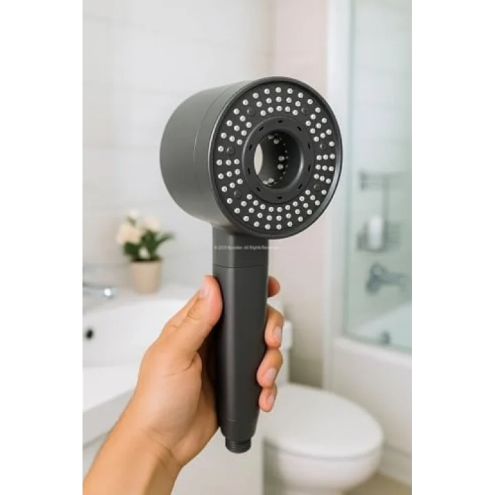 5 Fonksiyonlu Orta Delikli Yuvarlak Duş Başlığı, Masaj, Yağmurlama, Tazyikli Basınçlı, Su Tasarruflu, Kolay Temizlenebilir, Modern Ergonomik Tasarım, Lüks Banyo Duş Başlığı, Tüm Duş Sistemler