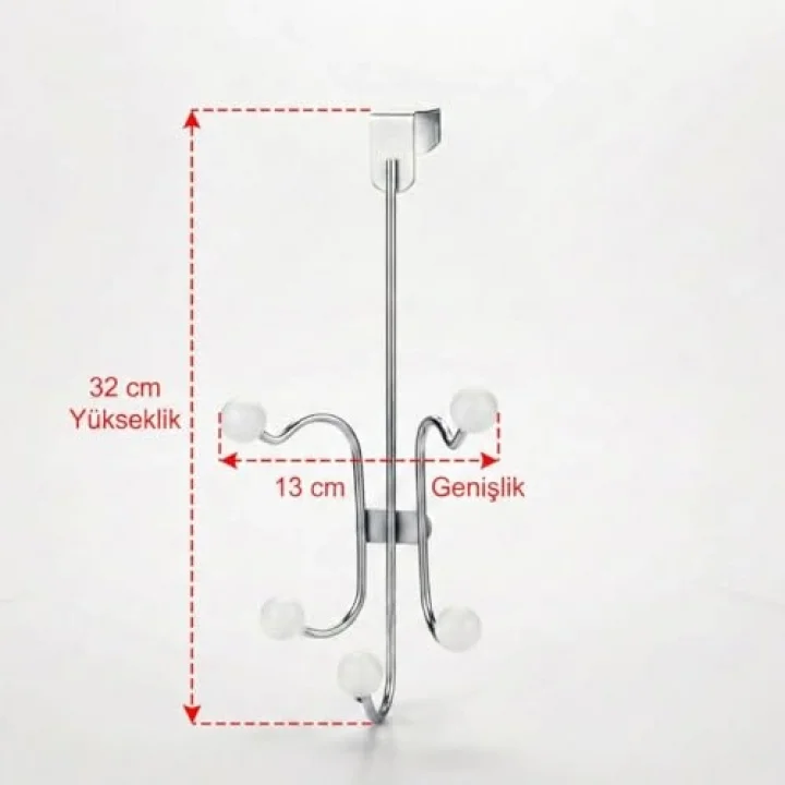 5 Kancalı Tekli Amerikan Kapı Arkası Krom Askılık – Kapıya Asılabilir Metal Askı, Kapı Üstü Askılık, Bornoz Havlu Çanta Askısı, Parlak Krom Organizer (Krom)