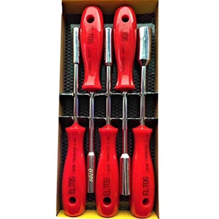 5 Li Lokma Tornavida Seti Sertleştirilmiş Özel Uçlu Lokma Takımı Red Series 1410