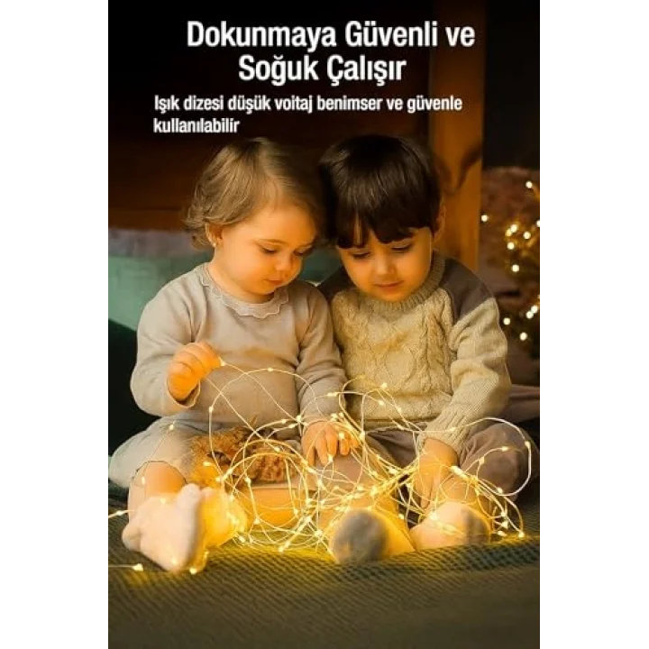 5 Metre Gün Işığı Peri Led Tel 3 Pilli Fonksiyonlu Süsleme İnce Telli Aydınlatmalı Şerit Led Yılbaşı Işık Yılbaşı Süsü