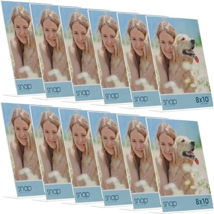 5 x 7 akrilik Açık bile ayakta çerçeve (set 12), plastik akrilik, şeffaf, 8 x 10 Inches