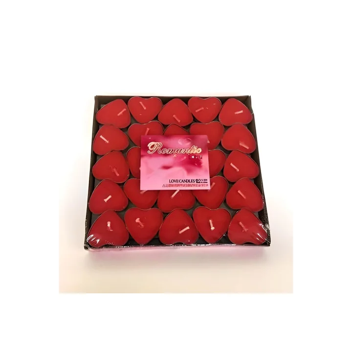 50Li Kalp Kırmızı Tealight Mum