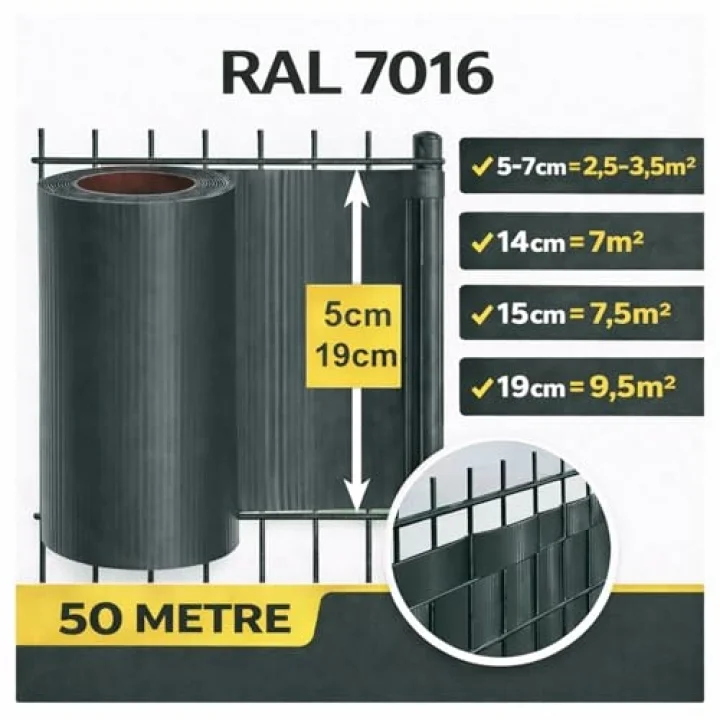 50 metre (19cm, Antrasit)