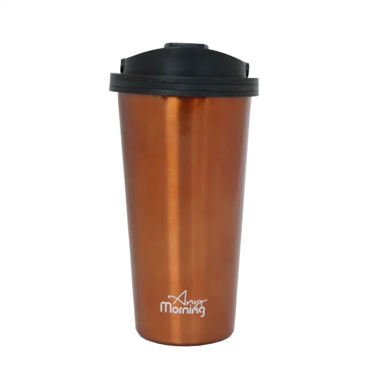 500 ml Paslanmaz Çelik Termos Mug, Çift Katmanlı, Sızdırmaz Kapak, Bakır Rengi SI231902