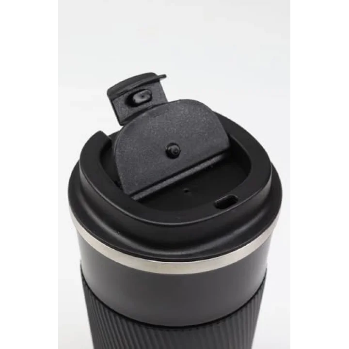 500ml Siyah Silikon Tutma Detaylı Paslanmaz Çelik Termos